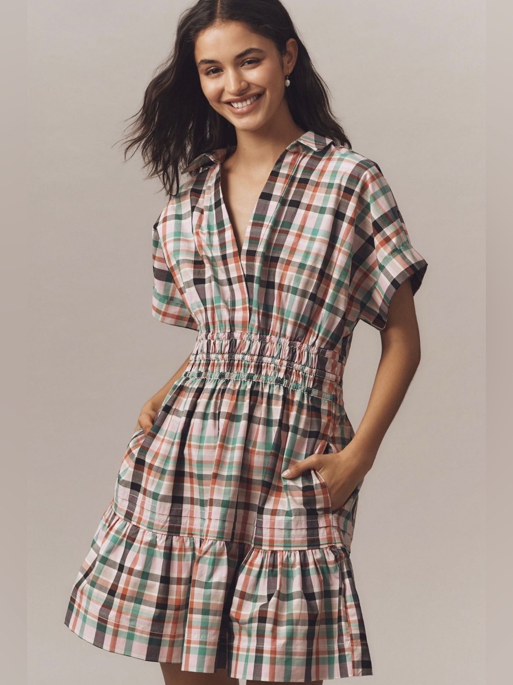 Anthropologie The Somerset Plaid Mini Dress - Picture 2 of 6